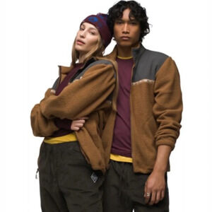 NWT Prana Hurricane Full Zip Fleece Jacket Sepia Brown